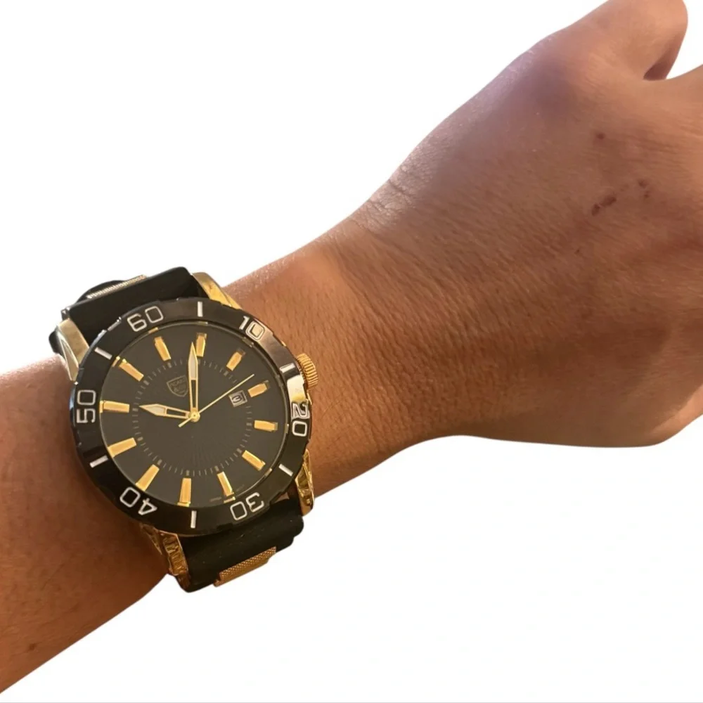 Picard & Cie Halberd  Black and‎ Gold Men's Watch, Larged Faced Watch Like New